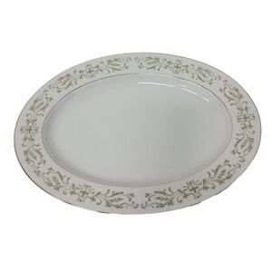Vintage Allegro Fine China Japan White Porcelain Floral Oval Serving Platter